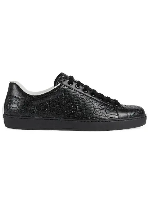 Ace GG Embossed Leather Low Top Sneakers Black