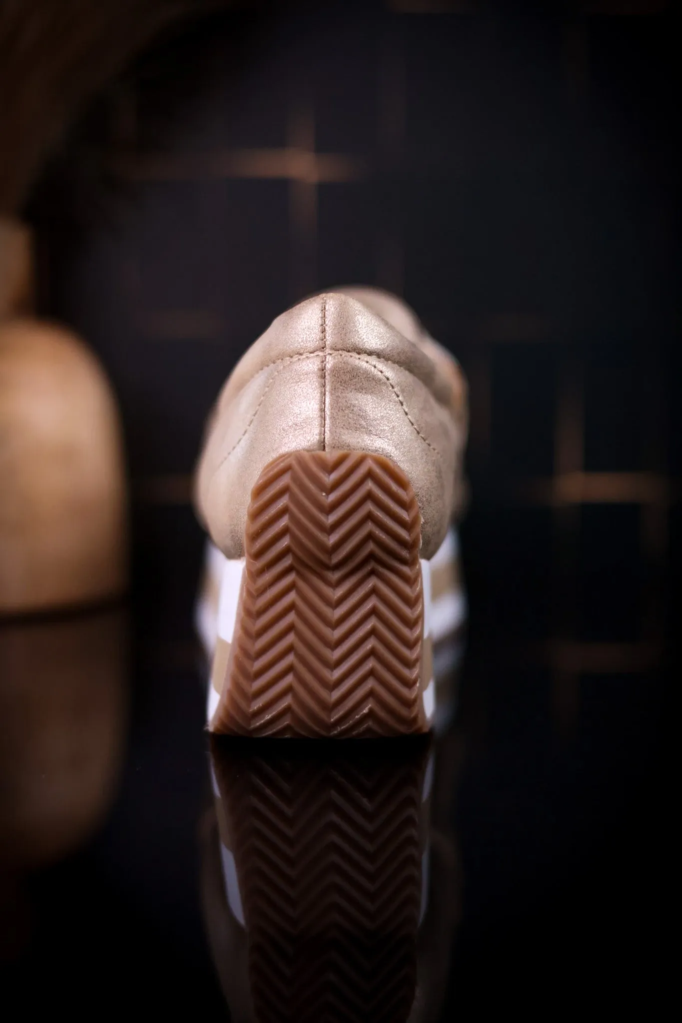 Champagne Faux Suede Loafers with Chain Detail FINAL SALE