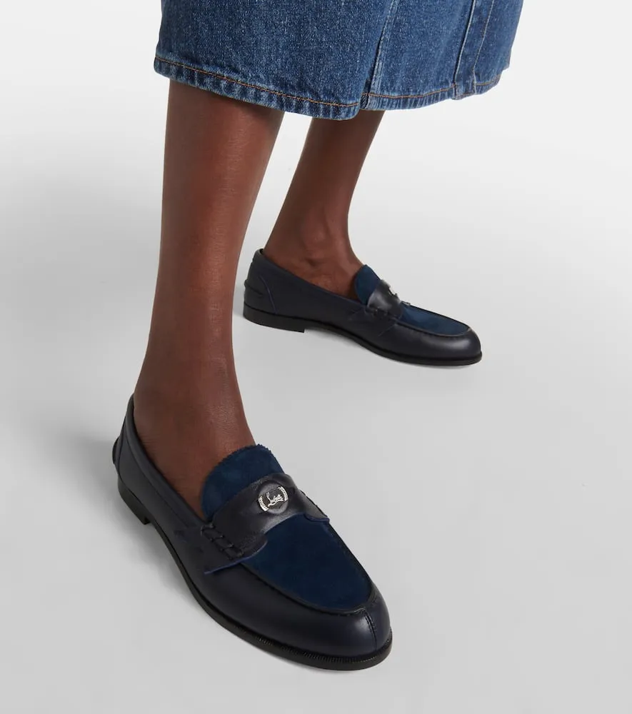 Christian Louboutin Penny suede-trimmed leather loafers