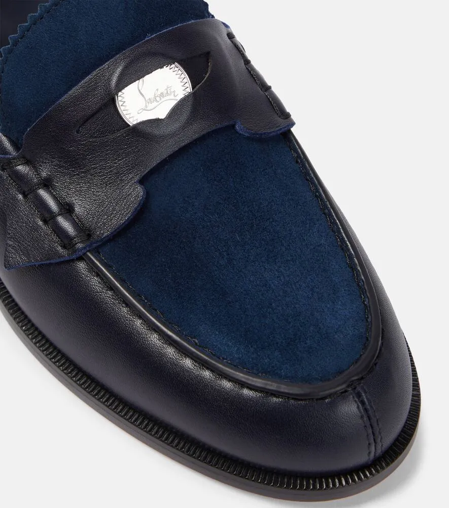 Christian Louboutin Penny suede-trimmed leather loafers