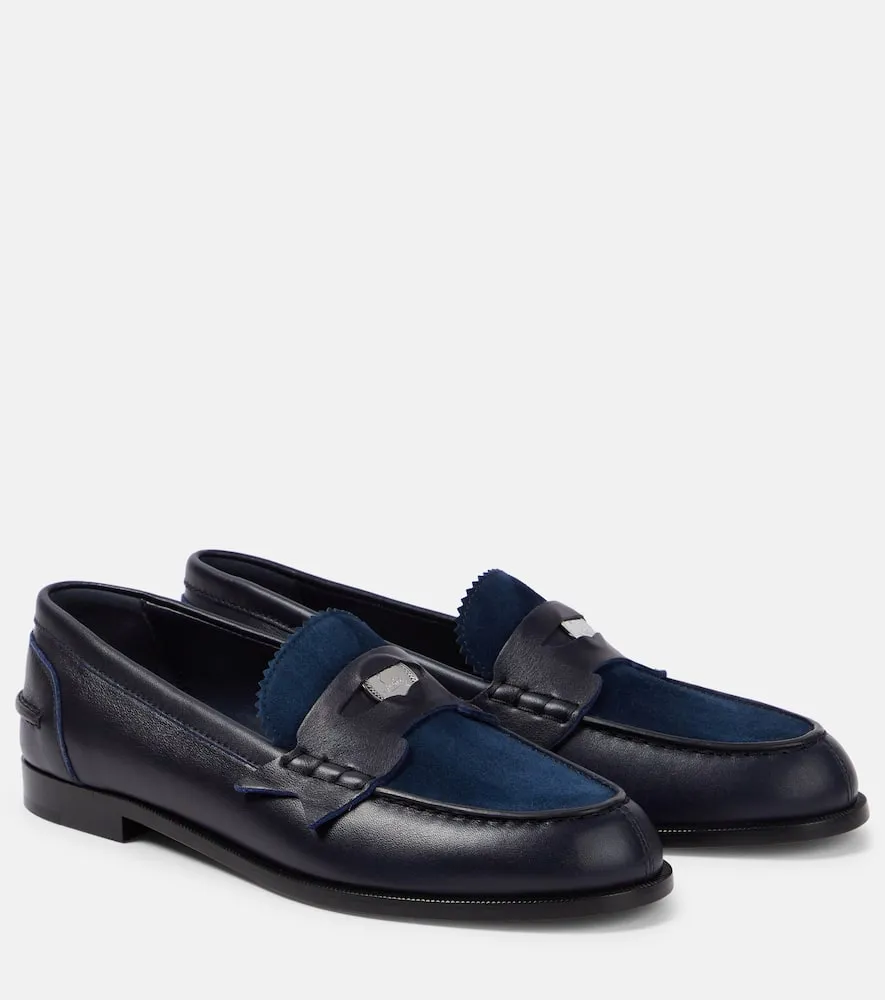 Christian Louboutin Penny suede-trimmed leather loafers