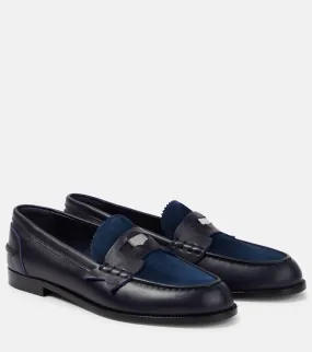 Christian Louboutin Penny suede-trimmed leather loafers