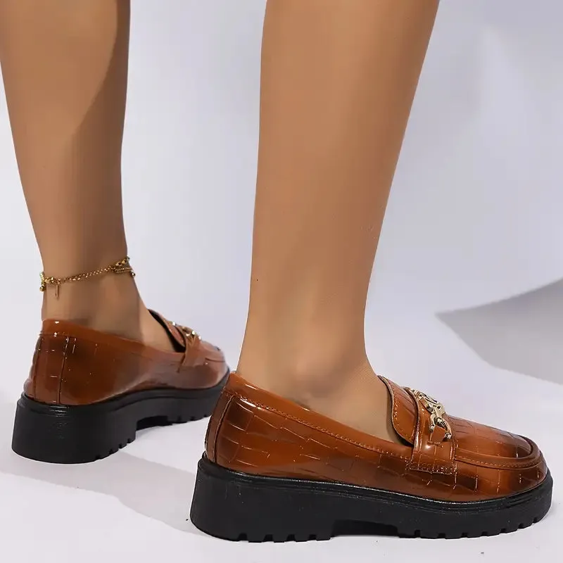 Dames Preppy Geometrische Loafers - Slip-on met rubberen zool en licht accent