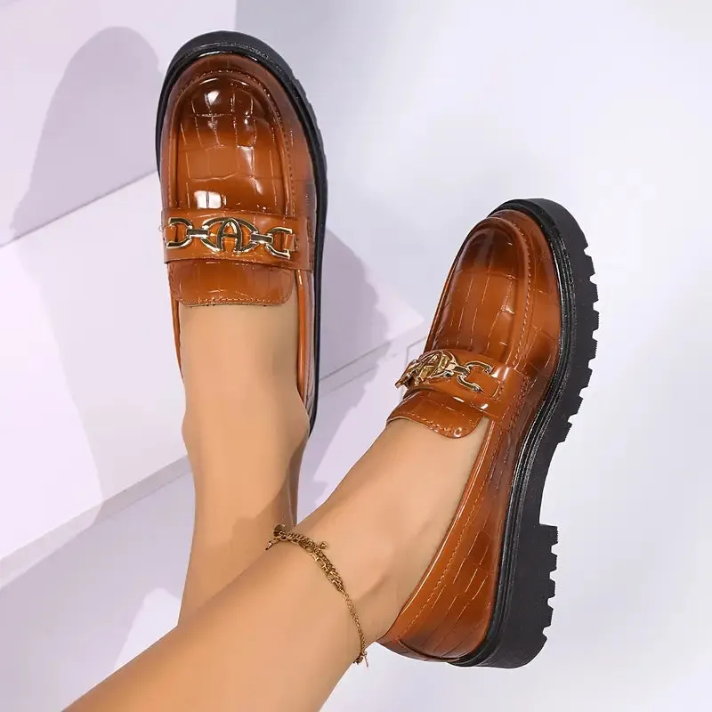 Dames Preppy Geometrische Loafers - Slip-on met rubberen zool en licht accent