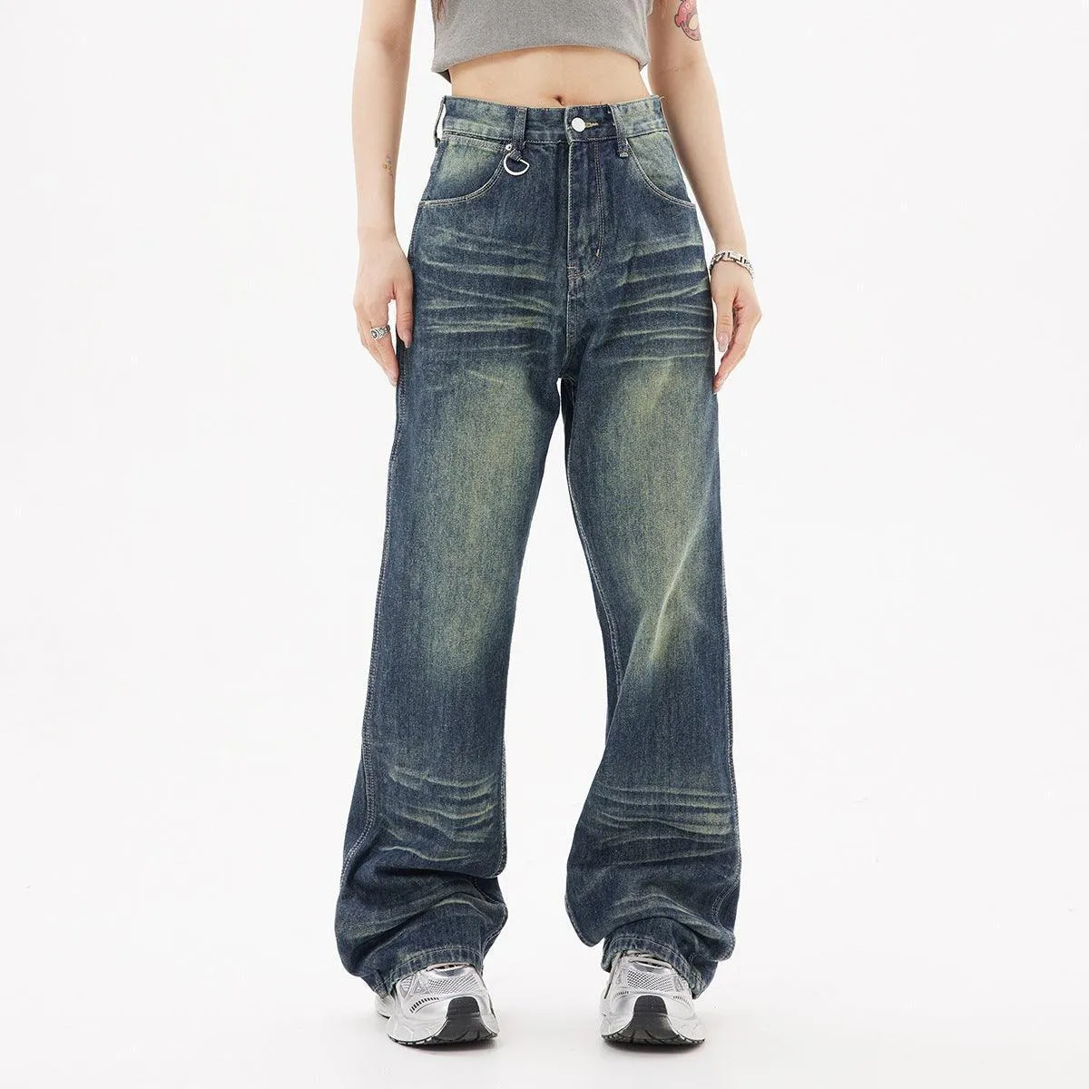 Distressed High Street Fashion Jeans – Trendy American Style for Teenagers