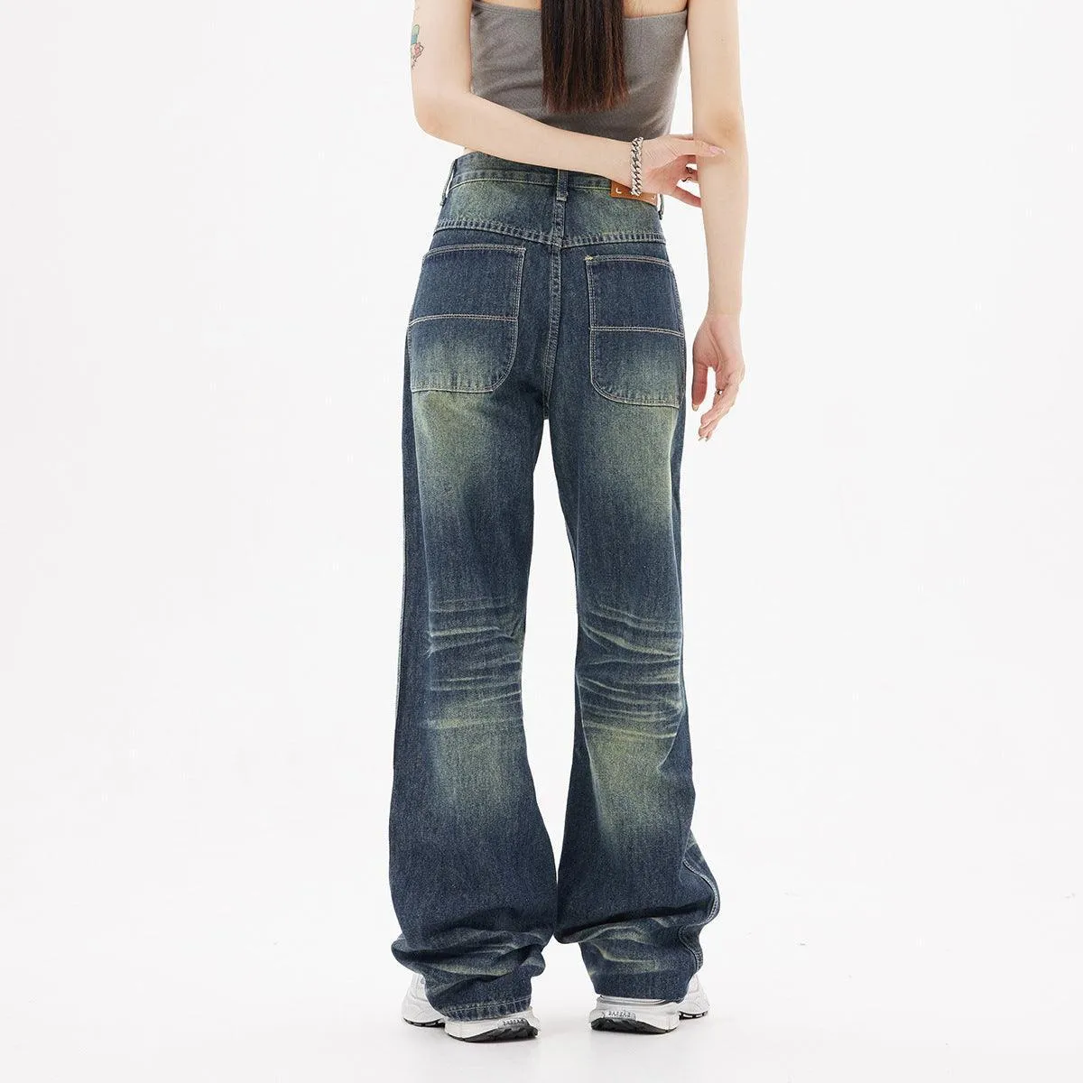 Distressed High Street Fashion Jeans – Trendy American Style for Teenagers