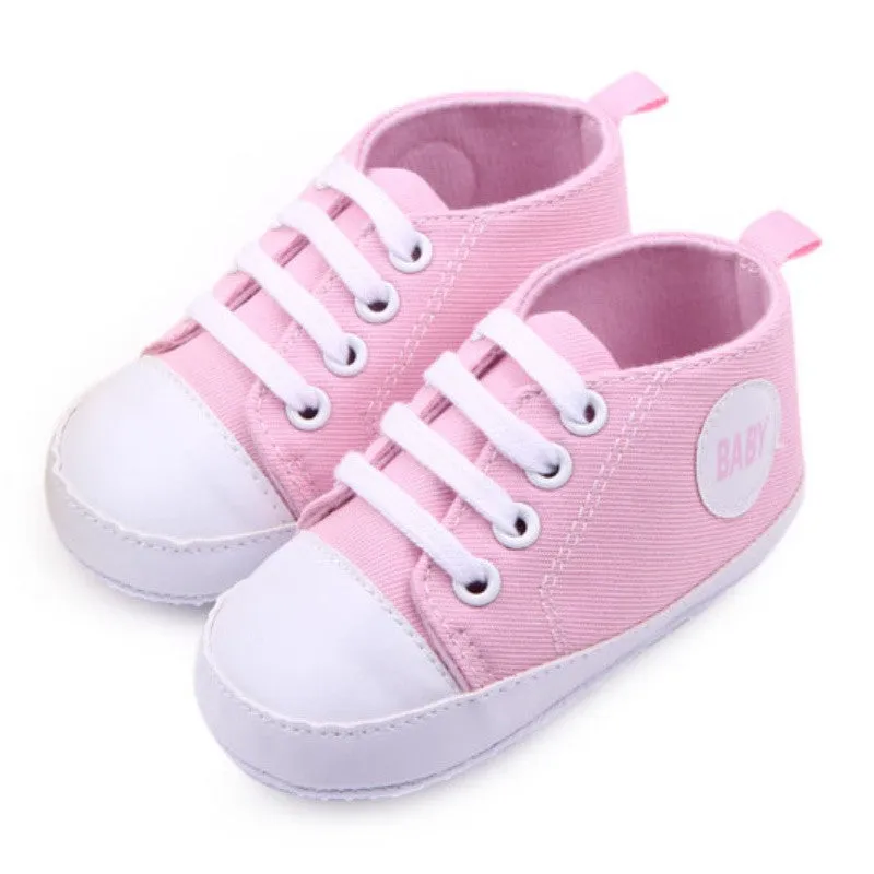 Infant Toddler Canvas Sneakers Baby Boy Soft Sole Crib Shoes First Walkers for 0-12M