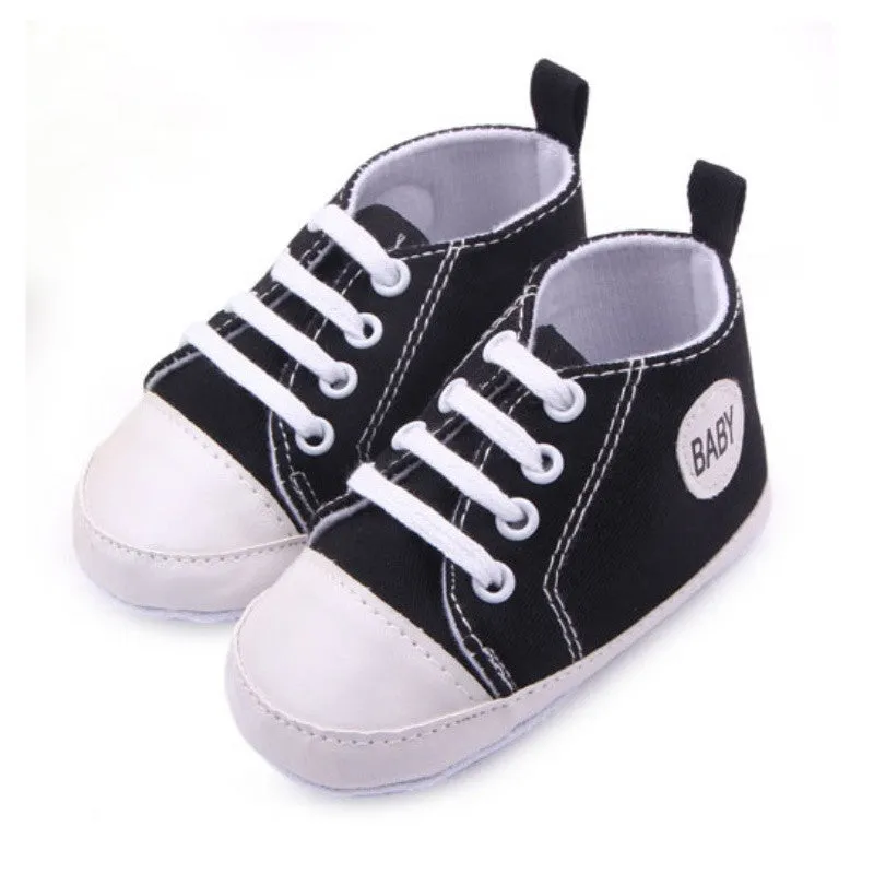 Infant Toddler Canvas Sneakers Baby Boy Soft Sole Crib Shoes First Walkers for 0-12M