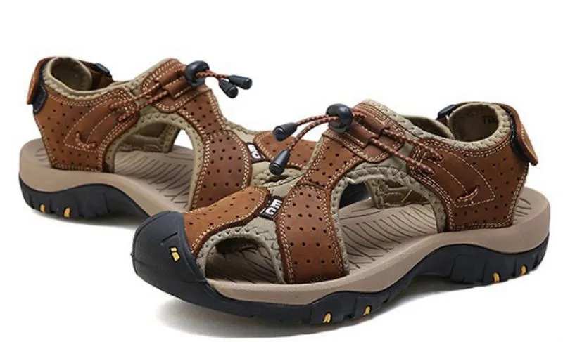 Men's Summer Genuine Leather Flat Sandals