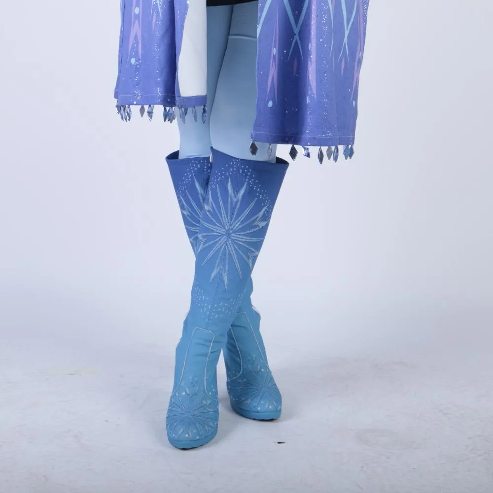 New Frozen 2 Cosplay Snow Adult Elsa Boots Costume Halloween Knee-high High Heel Elsa Shoes Costume Princess Ice Queen Elsa Prop