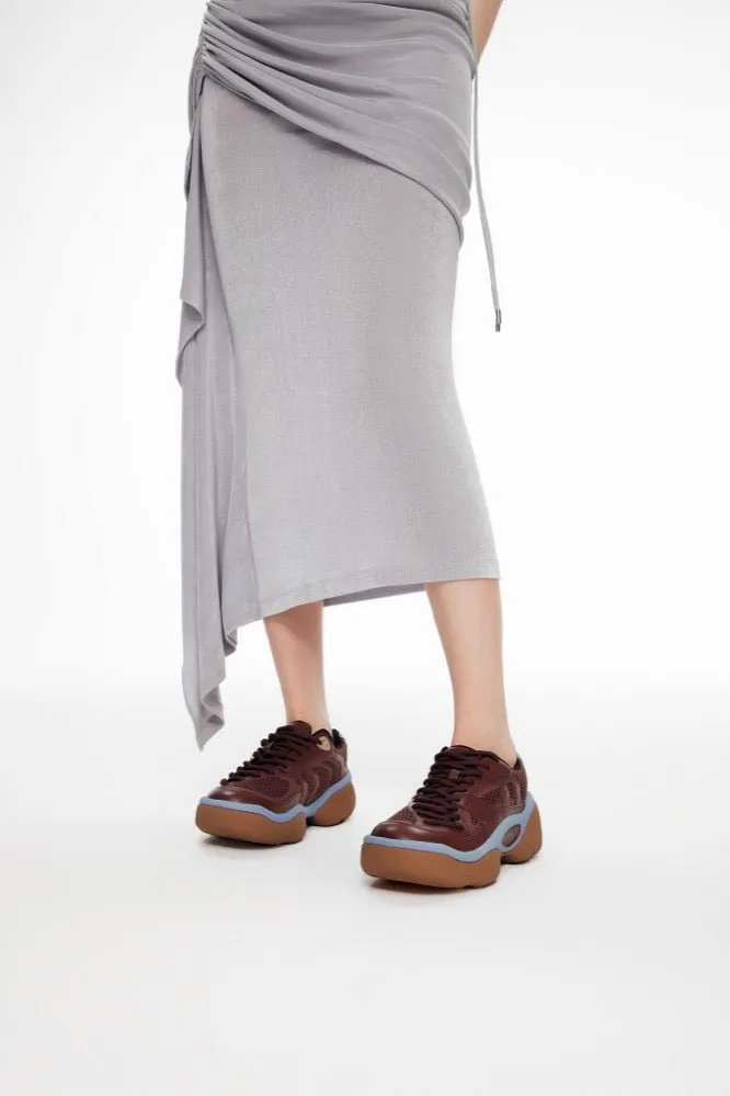 Thick Sole Stitching Sneakers in Dark Brown